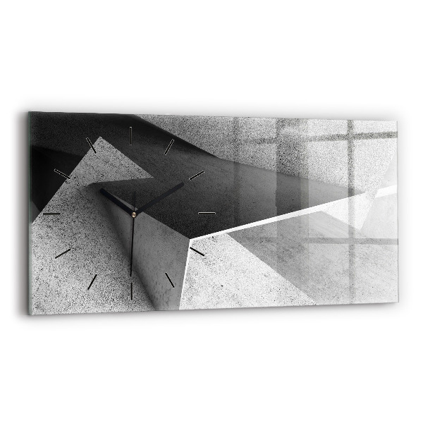 Glass wall clock rectangular Abstraction triangles