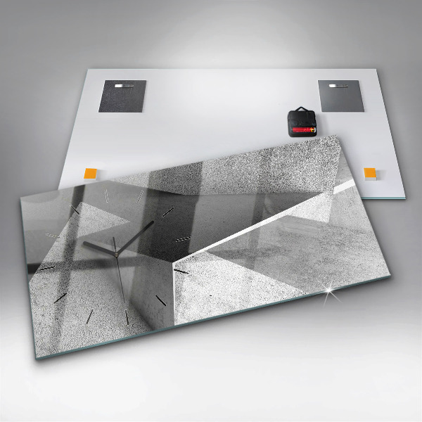 Glass wall clock rectangular Abstraction triangles