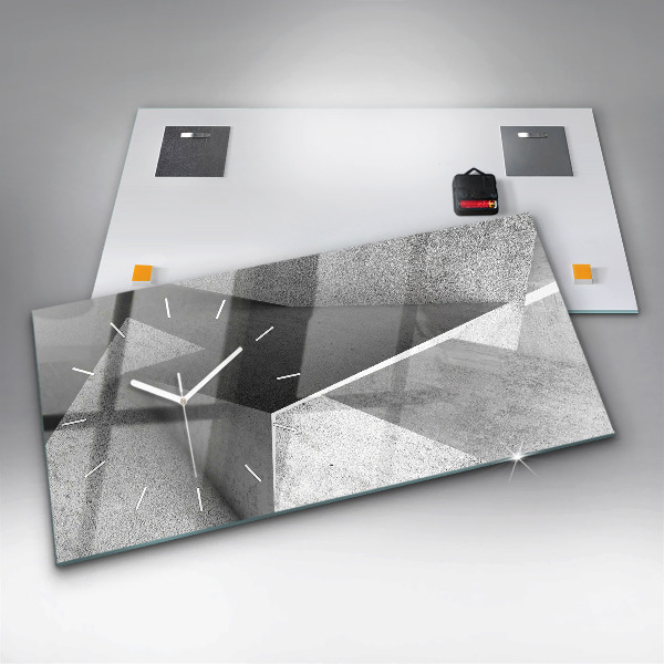 Glass wall clock rectangular Abstraction triangles