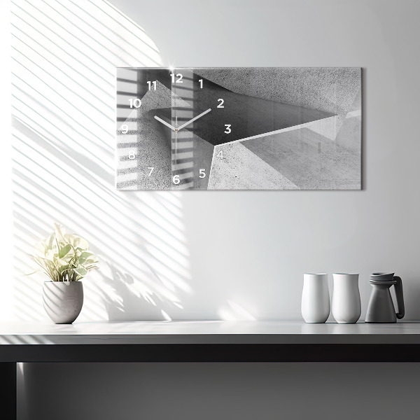 Glass wall clock rectangular Abstraction triangles