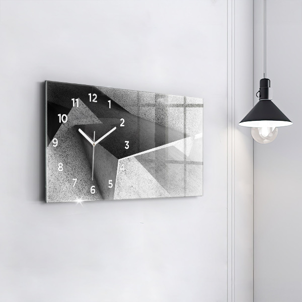 Glass wall clock rectangular Abstraction triangles