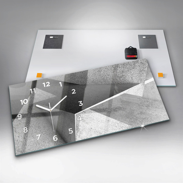 Glass wall clock rectangular Abstraction triangles