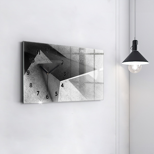 Glass wall clock rectangular Abstraction triangles