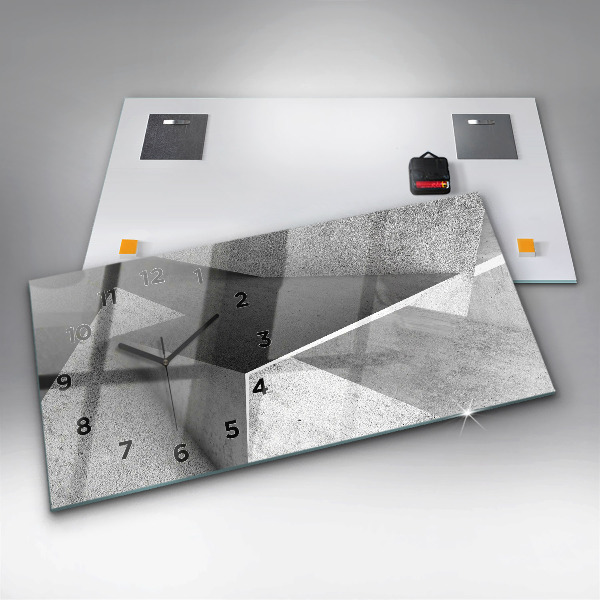 Glass wall clock rectangular Abstraction triangles