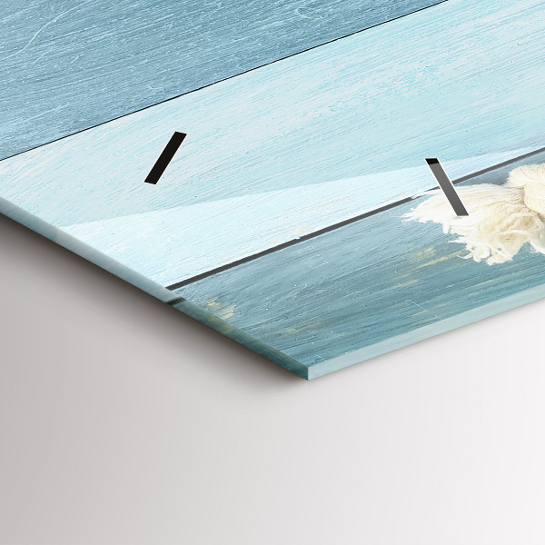 Glass wall clock rectangular Boards stripes and shell
