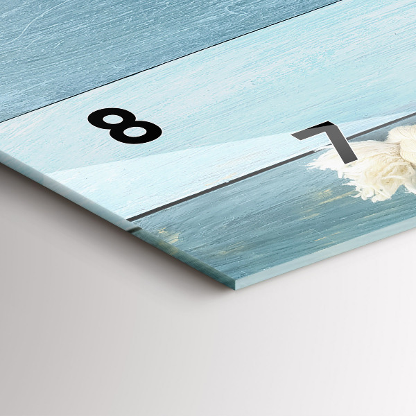 Glass wall clock rectangular Boards stripes and shell
