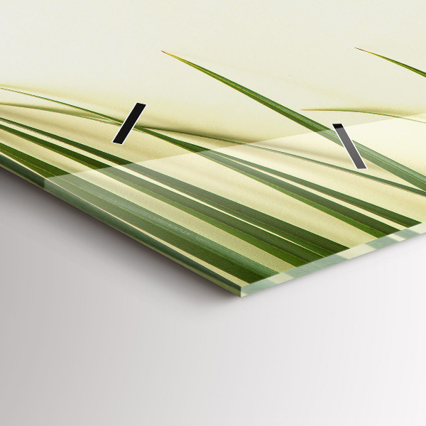 Glass wall clock rectangular Monstera leaves