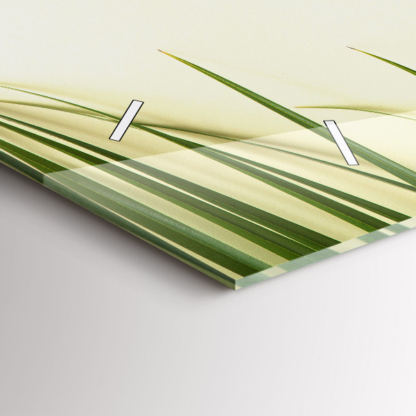 Glass wall clock rectangular Monstera leaves