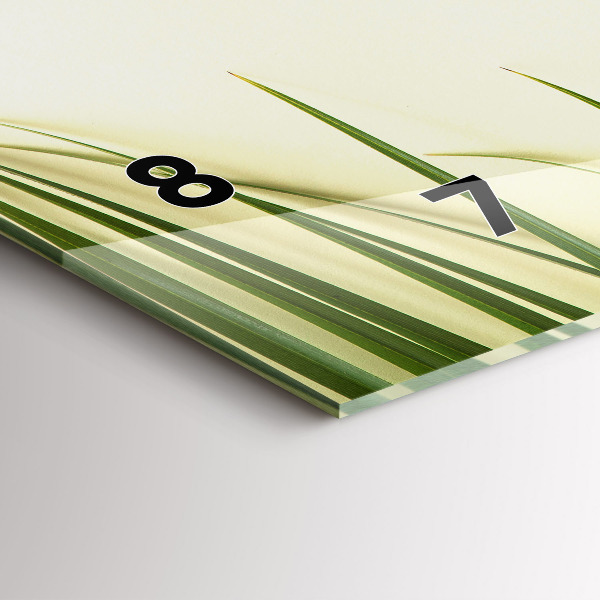Glass wall clock rectangular Monstera leaves