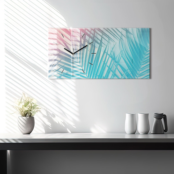 Glass wall clock rectangular Tropical palm tree