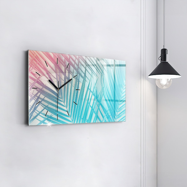 Glass wall clock rectangular Tropical palm tree
