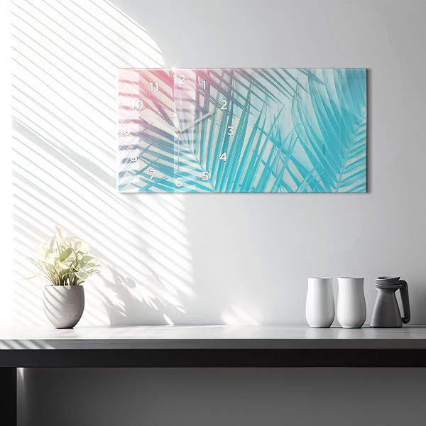 Glass wall clock rectangular Tropical palm tree