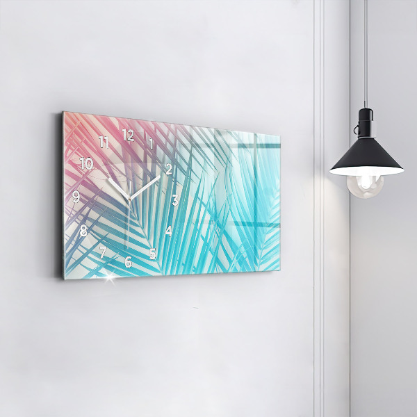 Glass wall clock rectangular Tropical palm tree
