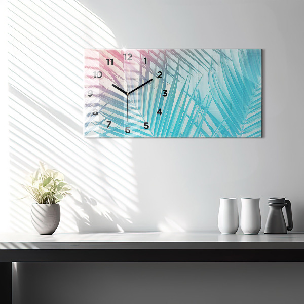 Glass wall clock rectangular Tropical palm tree