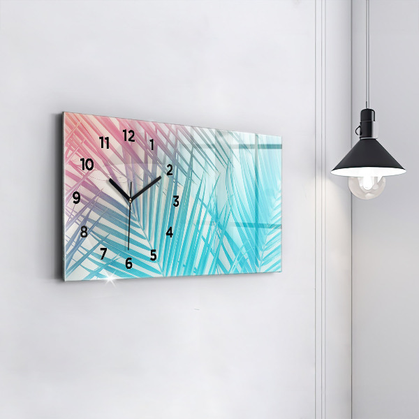Glass wall clock rectangular Tropical palm tree