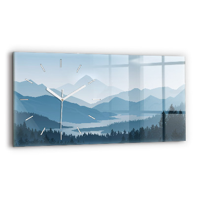 Glass wall clock rectangular Mountain Landscape