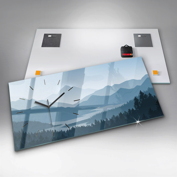 Glass wall clock rectangular Mountain Landscape