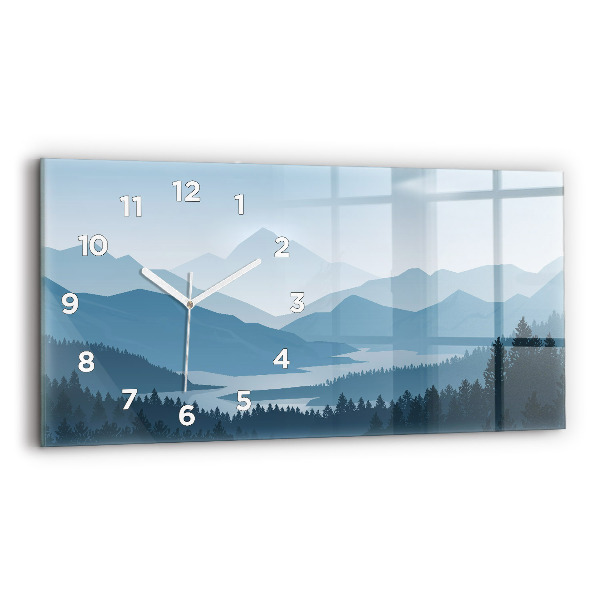 Glass wall clock rectangular Mountain Landscape