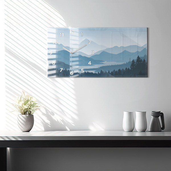Glass wall clock rectangular Mountain Landscape
