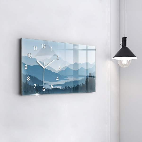 Glass wall clock rectangular Mountain Landscape