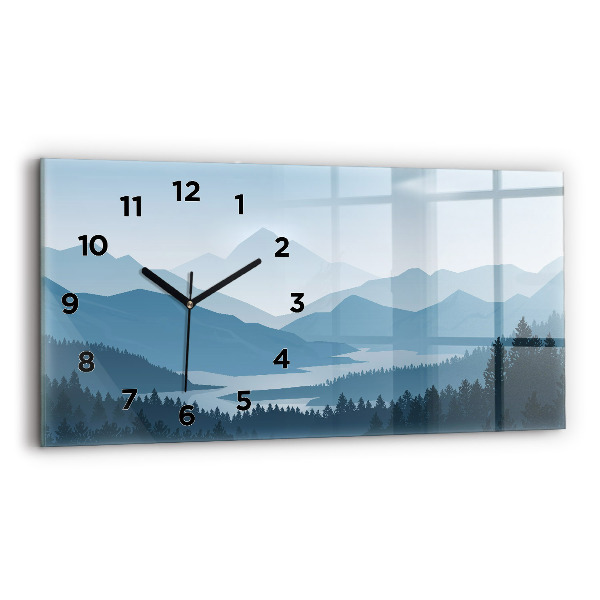 Glass wall clock rectangular Mountain Landscape