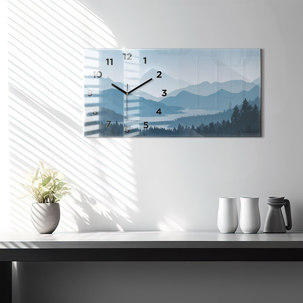 Glass wall clock rectangular Mountain Landscape