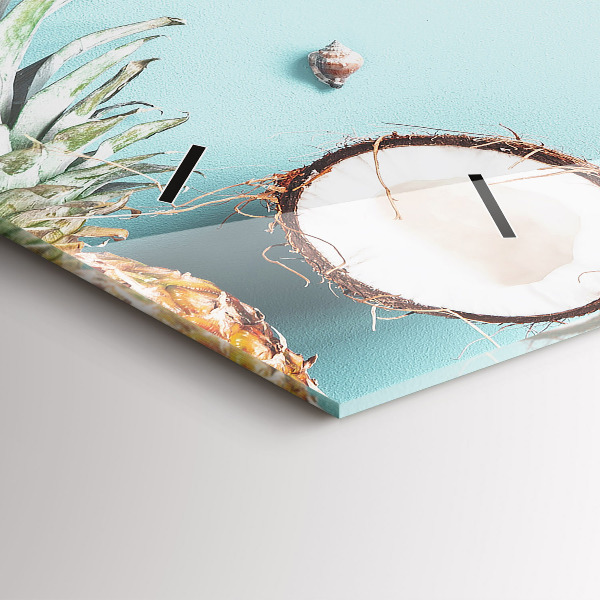 Glass wall clock rectangular Summer composition