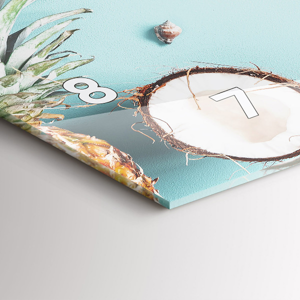 Glass wall clock rectangular Summer composition