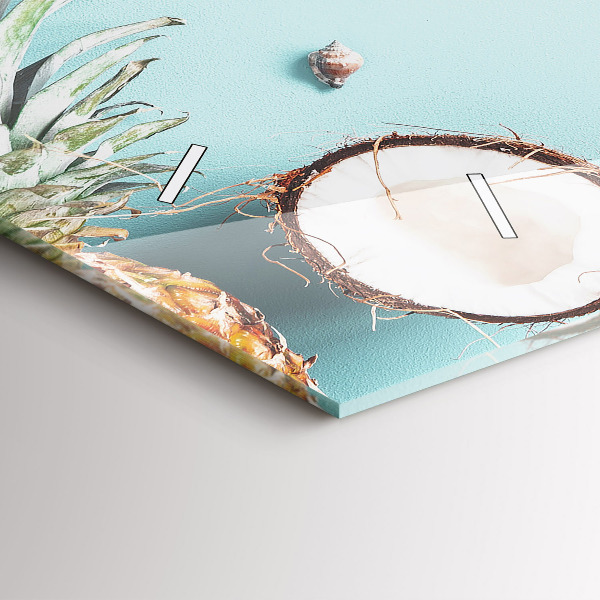 Glass wall clock rectangular Summer composition