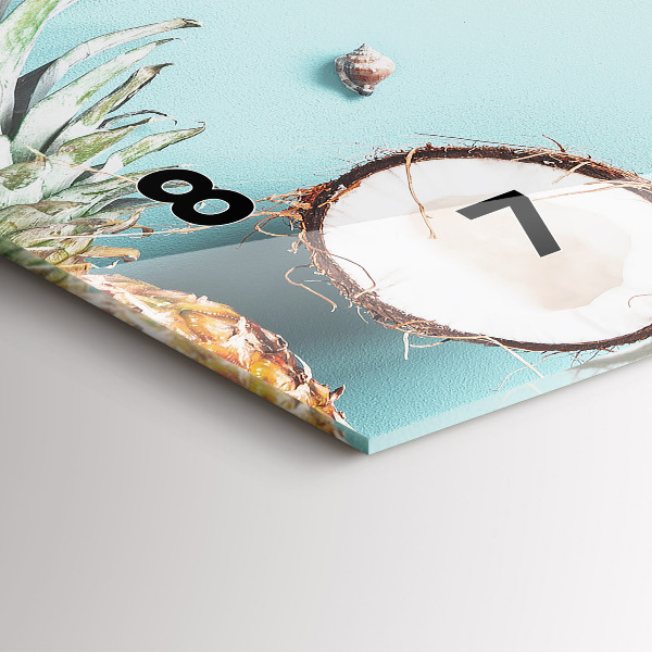 Glass wall clock rectangular Summer composition