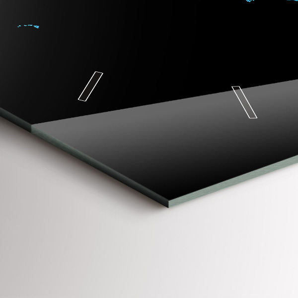 Glass wall clock rectangular World map outlines