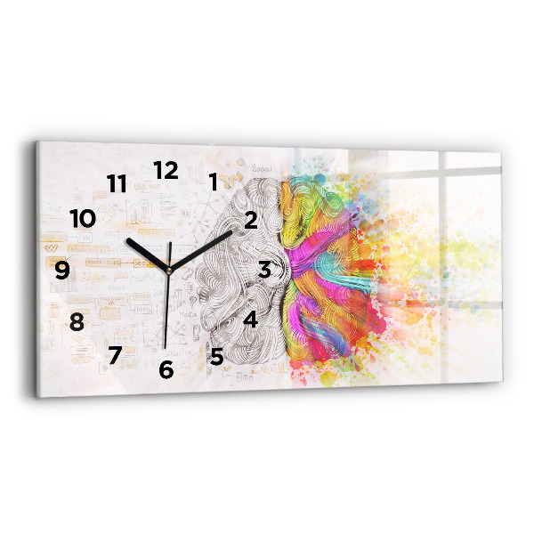 Glass wall clock rectangular Abstraction brain