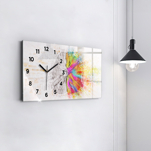 Glass wall clock rectangular Abstraction brain
