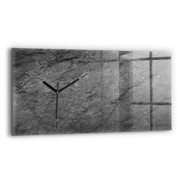 Glass wall clock rectangular Volcanic rock