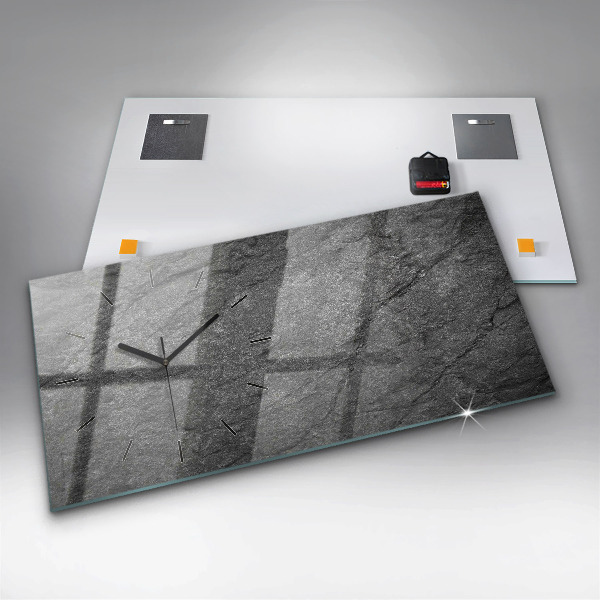 Glass wall clock rectangular Volcanic rock