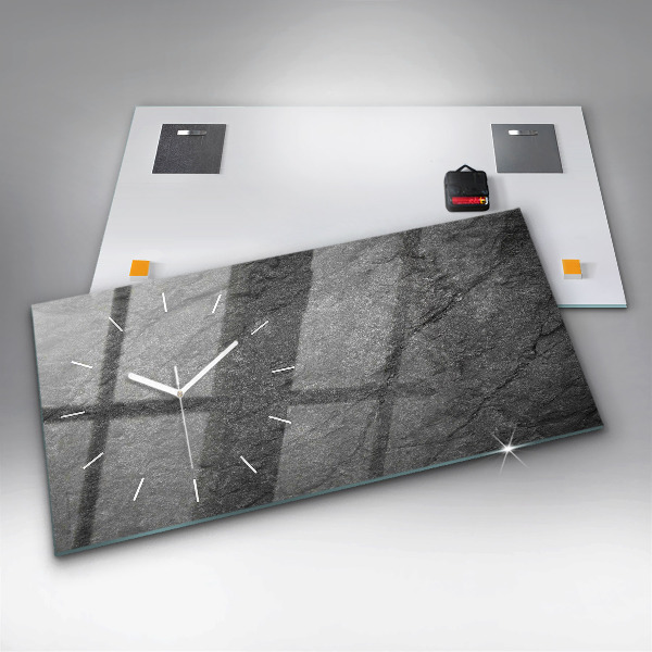 Glass wall clock rectangular Volcanic rock