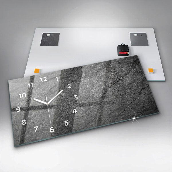 Glass wall clock rectangular Volcanic rock