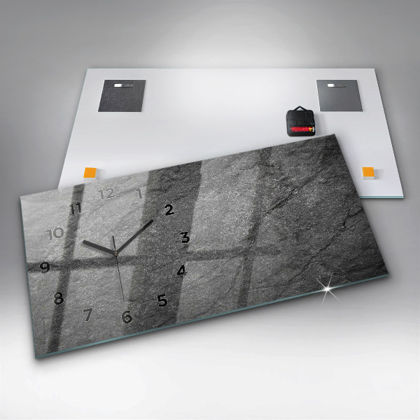 Glass wall clock rectangular Volcanic rock