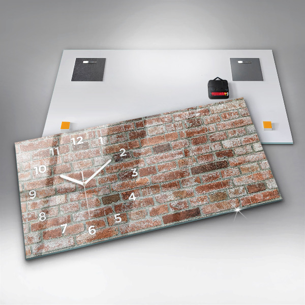 Glass wall clock rectangular Brick wall