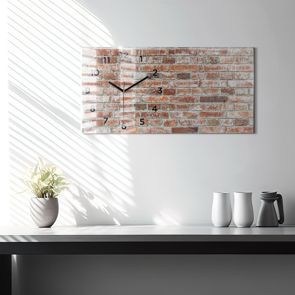 Glass wall clock rectangular Brick wall