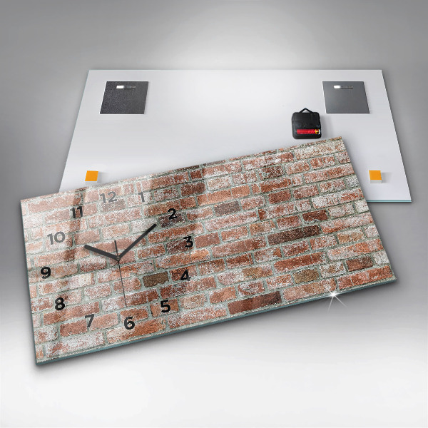 Glass wall clock rectangular Brick wall