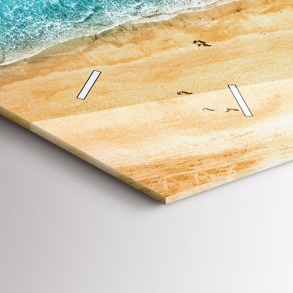 Glass wall clock rectangular sea beach people