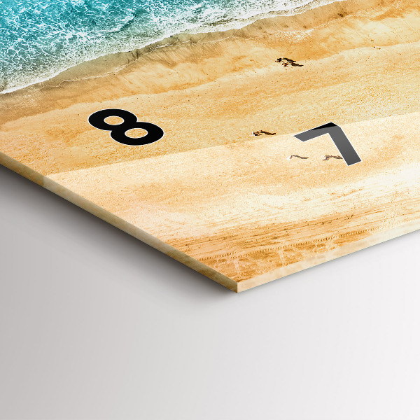 Glass wall clock rectangular sea beach people