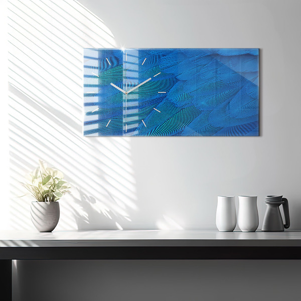 Glass wall clock rectangular Bird feather