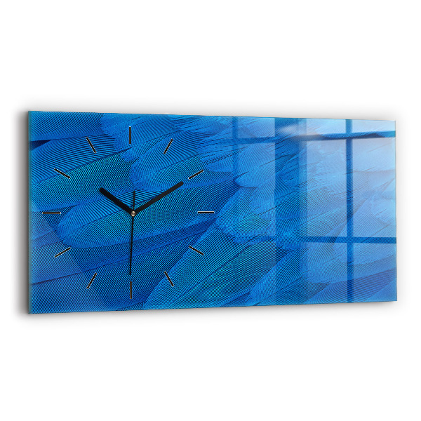 Glass wall clock rectangular Bird feather