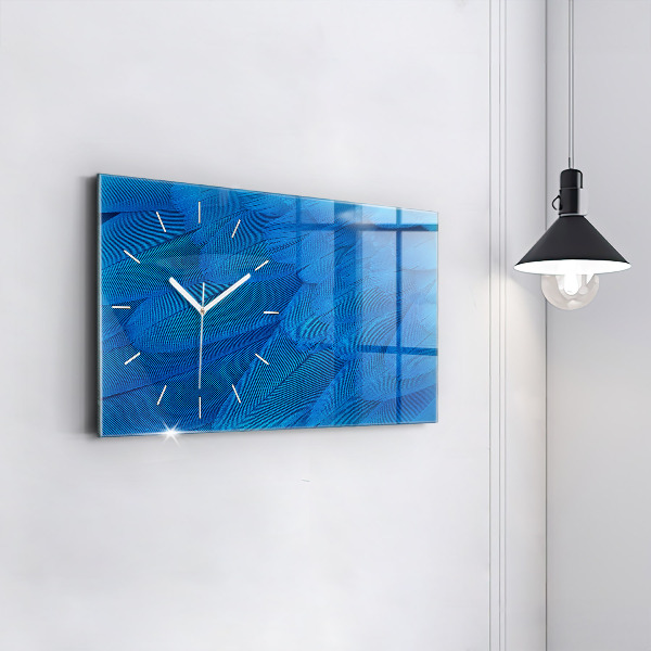 Glass wall clock rectangular Bird feather