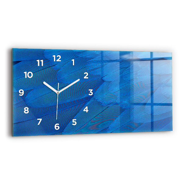 Glass wall clock rectangular Bird feather