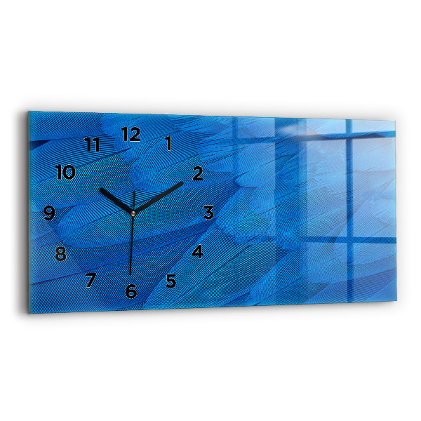 Glass wall clock rectangular Bird feather