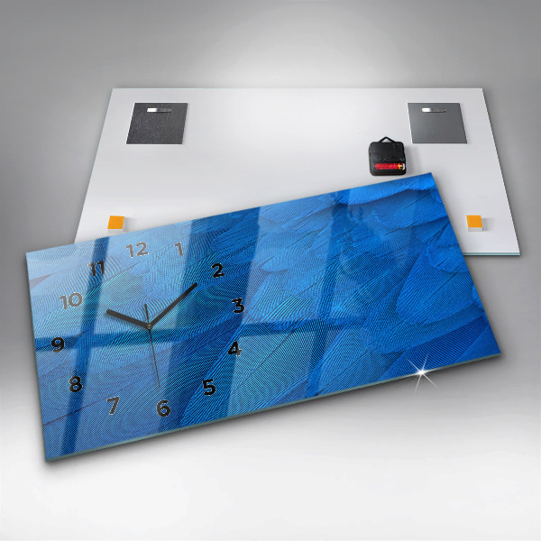 Glass wall clock rectangular Bird feather
