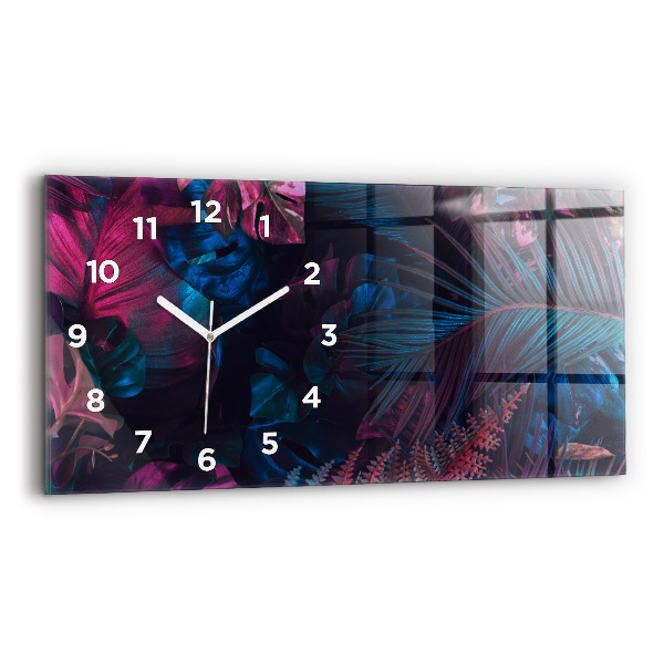 Glass wall clock rectangular Exotic flowers